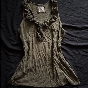 Olive Green Ruffled Women's Top